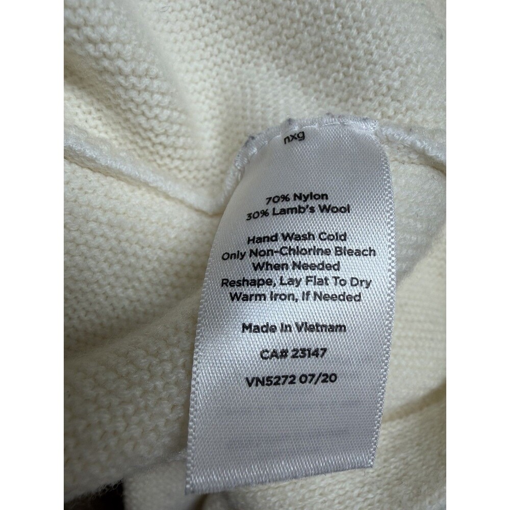 Talbots Petite Women's Large LP Ivory Boatneck Hip Length Sweater Lambs Wool - Picture 7 of 7